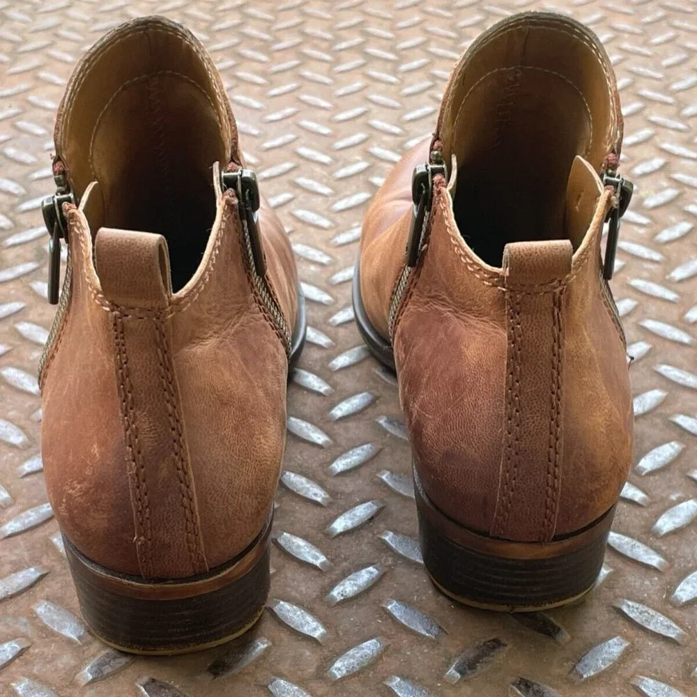 Lucky Brand Women Ankle Boots Brown Genuine Leather Shoes Zip Closure Size 6.5M - Picture 9 of 10